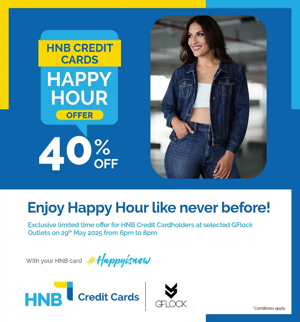 Image from Hatton National Bank: Experience the happiness of incredible savings! Enjoy a 40% Happy Hour...