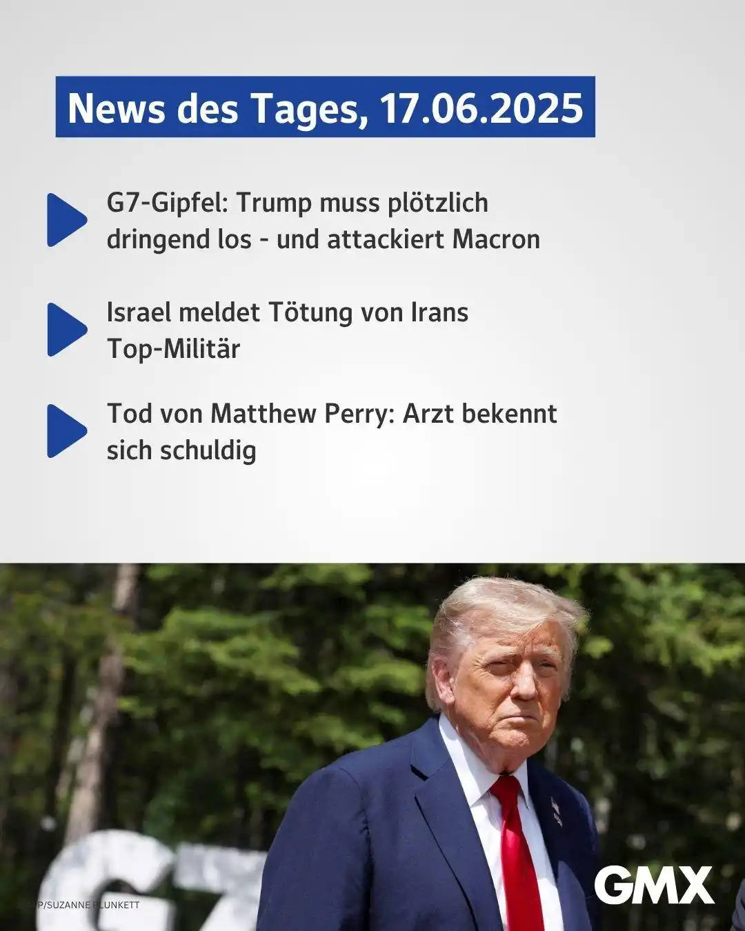 Image from GMX News: ➡️ G7-Gipfel: Trump muss plötzlich dringend los - und attackiert Macro...