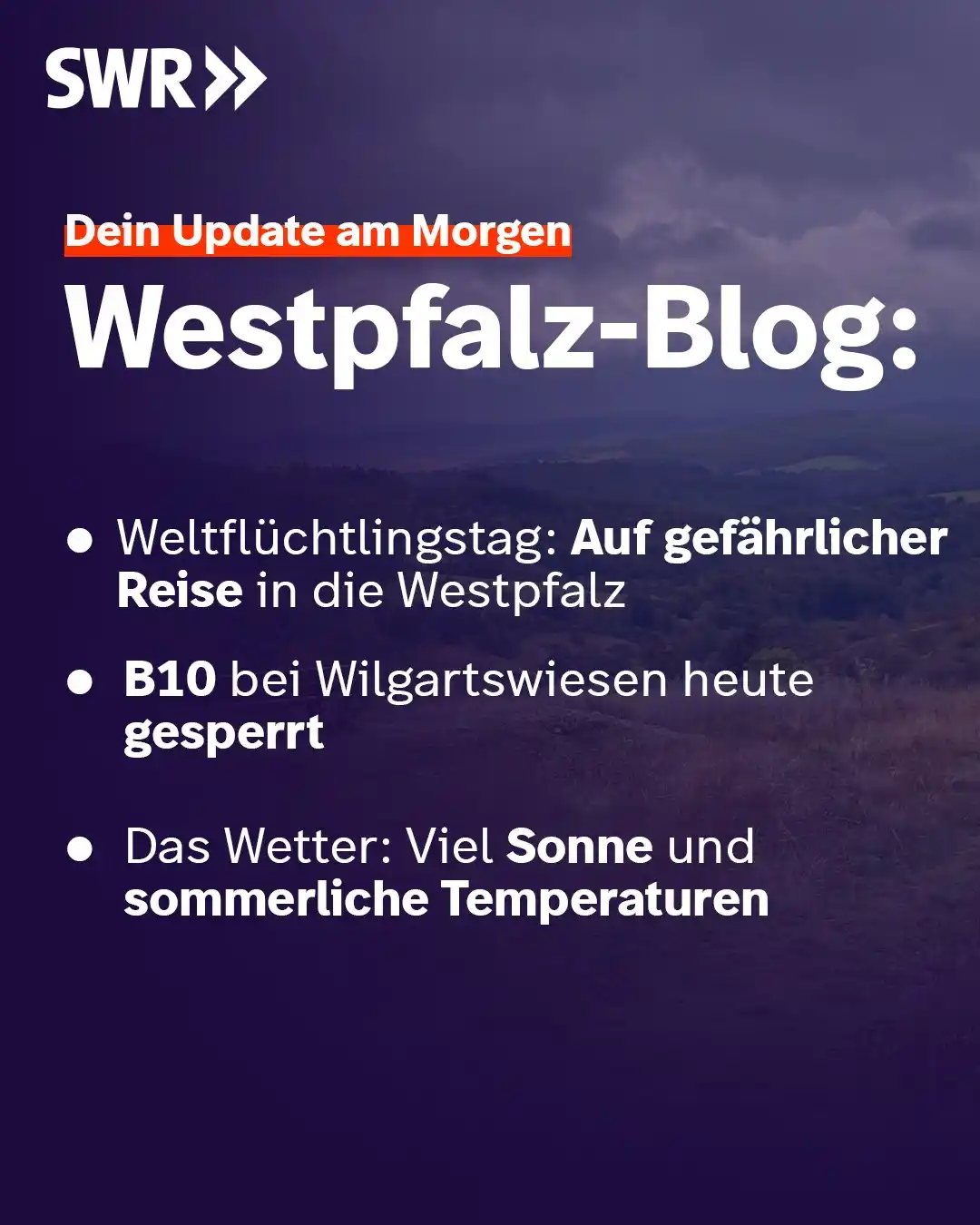 Image from SWR Kaiserslautern: Hallo Westpfalz! ☀️ Sonne, Sommer und ein langes Wochenende - das kön...