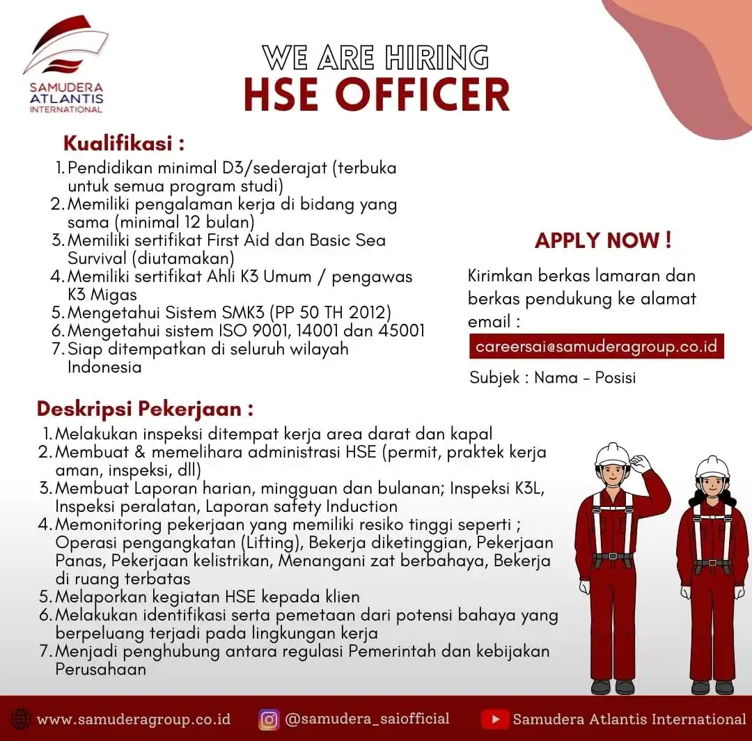 Image from Loker K3: Hello Teman-Teman Linkedin!  Samudera Atlantis International (SAI) ada...