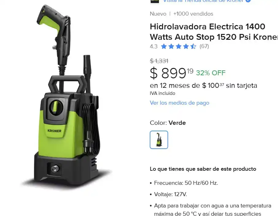 Image from Ofertones México : ¡HIDROLAVADORA ELÉCTRICA 1400W! 🧼💦🔥 MercadoLibre: Hidrolavadora Ele...