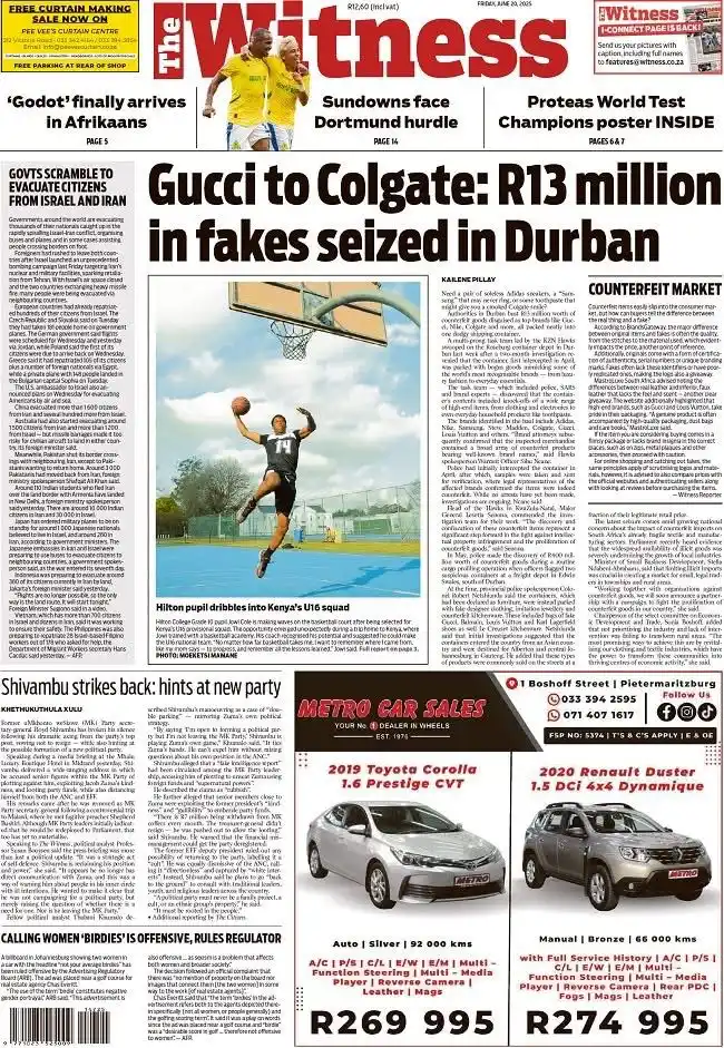 Image from The Witness: In The Witness today: Gucci to Colgate: R13 million in fakes seized in...