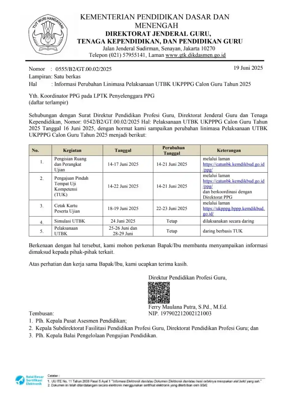Image from PPG PRAJABATAN SAMPAI PPPK-PNS: *Informasi Perubahan Linimasa Pelaksanaan UTBK UKPPPG Calon Guru Tahun...