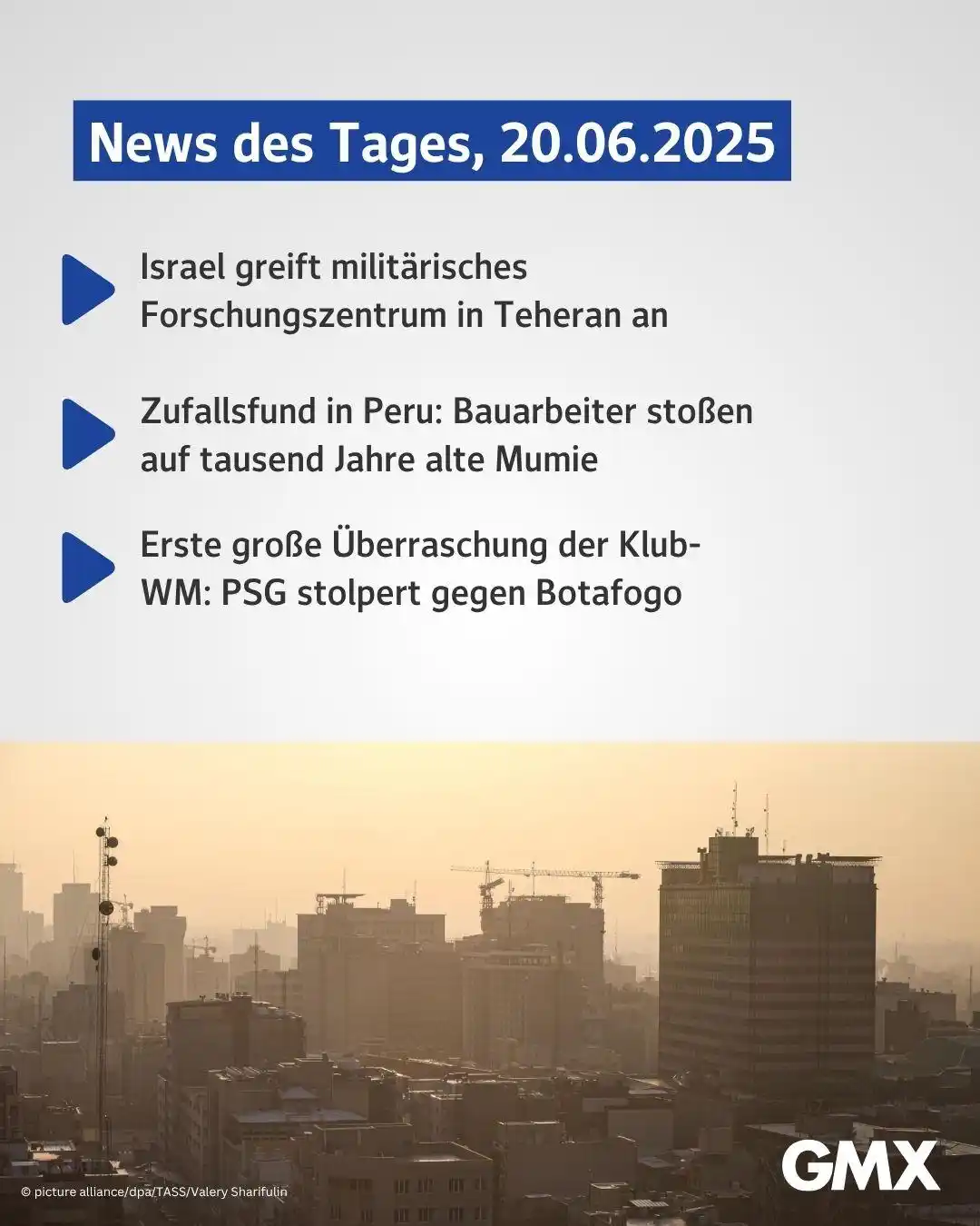 Image from GMX News: ➡️ Israel greift militärisches Forschungszentrum in Teheran an https:/...
