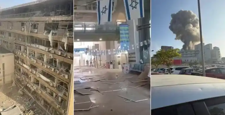 Image from Tgcom24: *🔴 Israele, missile iraniano sull'ospedale Soroka di Beer Sheva: dann...