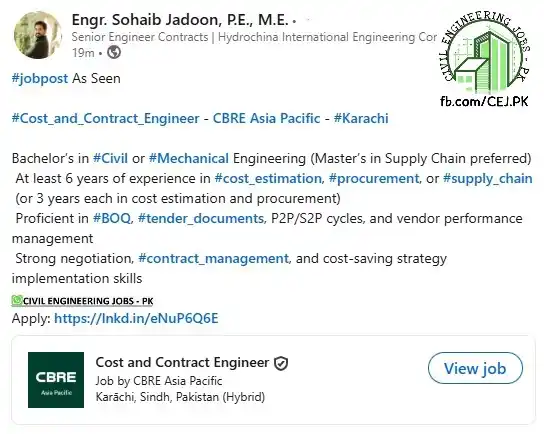 Image from Civil Engineering Jobs - PK🇵🇰: ━━━━━━━━━━━━🚨‼️ *JOB ALERT*‼️🚨━━━━━━━━━━━━  <a class="text-blue-500 ...