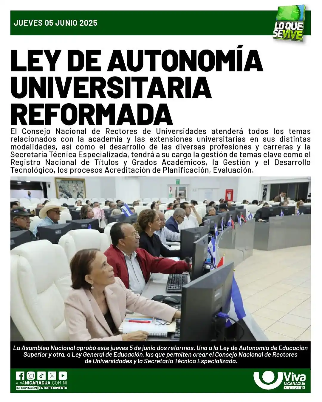Image from Viva Nicaragua: 📌 La Asamblea Nacional 🇳🇮⚖️ aprobó este jueves 5 de junio dos refor...