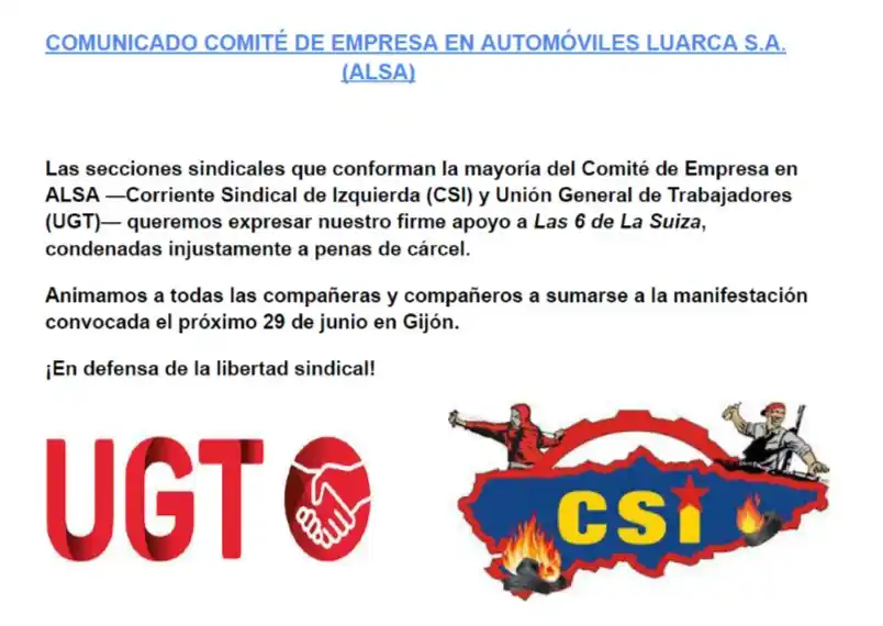 Image from 6 DE LA SUIZA LIBERTAD 🟠: 👉 La mayoría´l Comité d´Empresa d´ALSA (CSI, UGT) amuesa’l so sofiu a...
