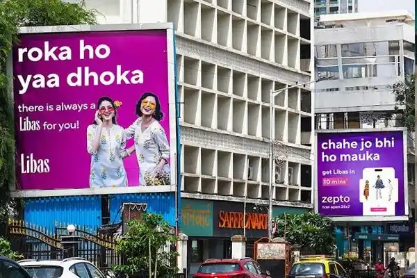 Image from Indiantelevision.com: Libas and Zepto's billboard chemistry is turning heads in Mumbai. http...