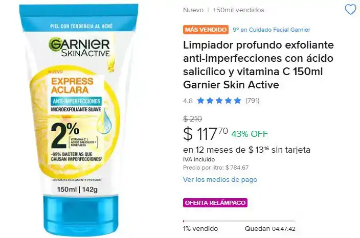 Image from Ofertones México : LIMPIEZA PROFUNDA DE GARNIER🔥 Limpiador profundo exfoliante anti-impe...