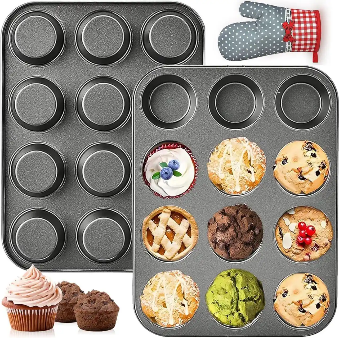 Image from Ofertones México : ¡LLEVA A CASA EL SET DE MOLDE PARA MUFFINS DE ACERO INOXIDABLE! 🧁✨ Am...