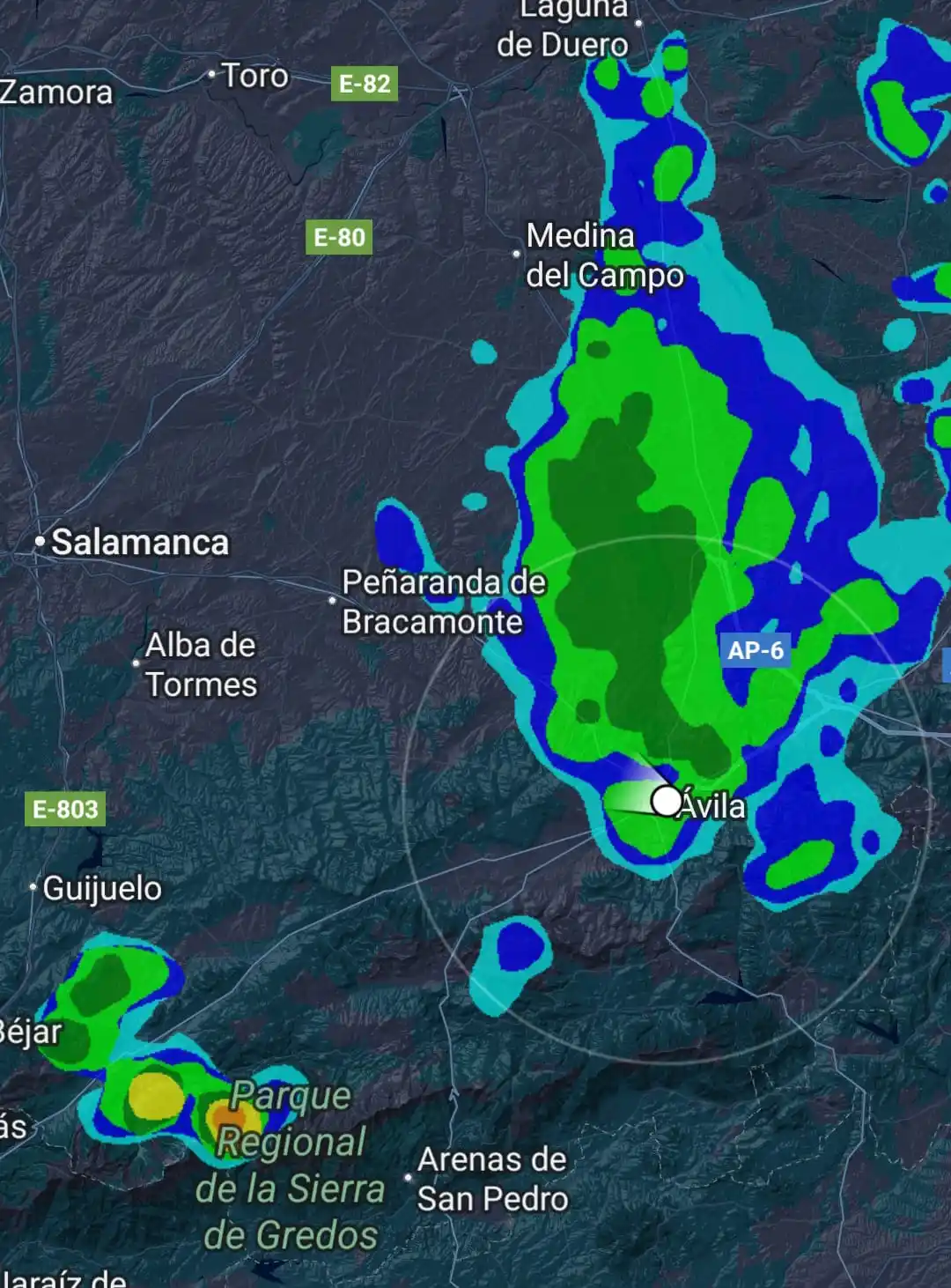Image from MeteoAvila Canal: ⛈️ Lluvias generalizadas en toda la meseta de <a class="text-blue-500 ...
