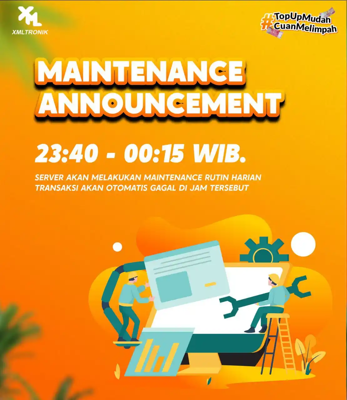 Image from INFO XMLMOBILE OFFICIAL: ‼️‼️MAINTENANCE ANNOUNCEMENT ‼️‼️ ❤️DEAR MITRA XML TRONIK❤️ —————————...