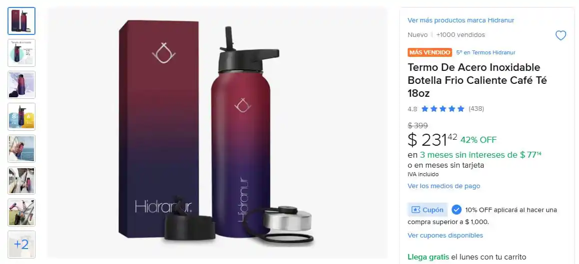 Image from Ofertones México : 🚀 ¡MANTEN TU BEBIDA A LA TEMPERATURA PERFECTA! TERMOS DE ACERO INOXID...