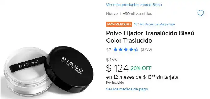 Image from Ofertones México : MATIFICA TU MAQUILLAJE CON BISSU🔥 Polvo Fijador Translúcido Bissú Col...