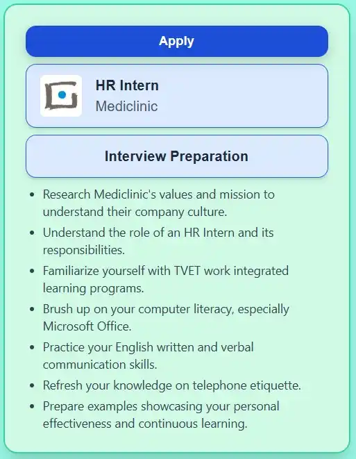 Image from Prayer and Career Guidance : Mediclinic - HR Intern 📍 Location: Mediclinic Cape Town, Cape Town, ...