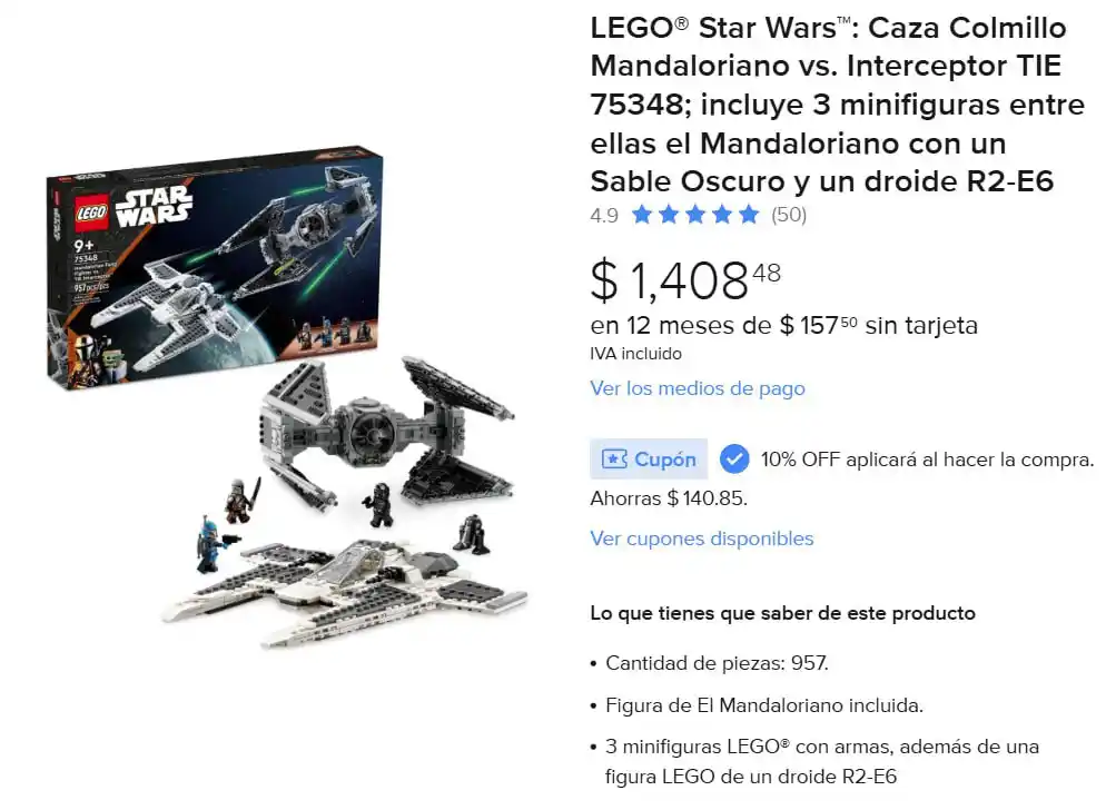 Image from Ofertones México : MercadoLibre: LEGO® Star Wars™: Caza Colmillo Mandaloriano vs. Interce...