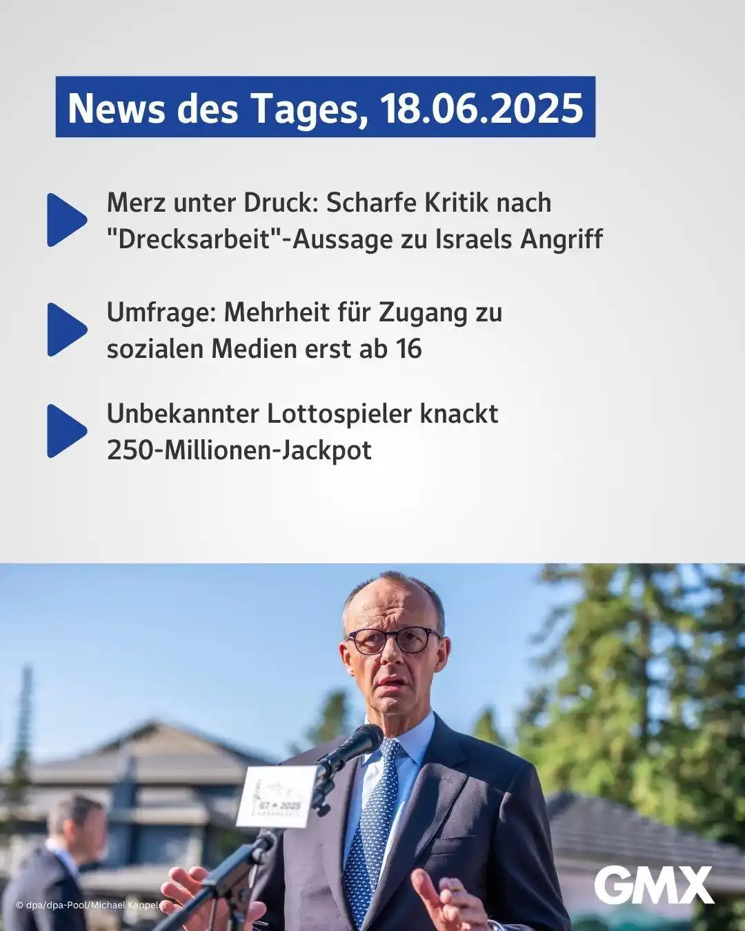 Image from GMX News: ▶️ Merz unter Druck: Scharfe Kritik nach "Drecksarbeit"-Aussage zu Isr...