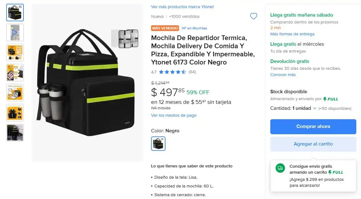 Image from Ofertones México : MOCHILA TÉRMICA PARA REPARTO 🍕🚀 MercadoLibre: Mochila De Repartidor ...