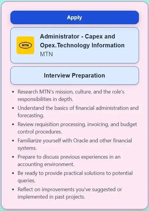 Image from Prayer and Career Guidance : MTN - Administrator - Capex and Opex.Technology Information  📍 Locati...