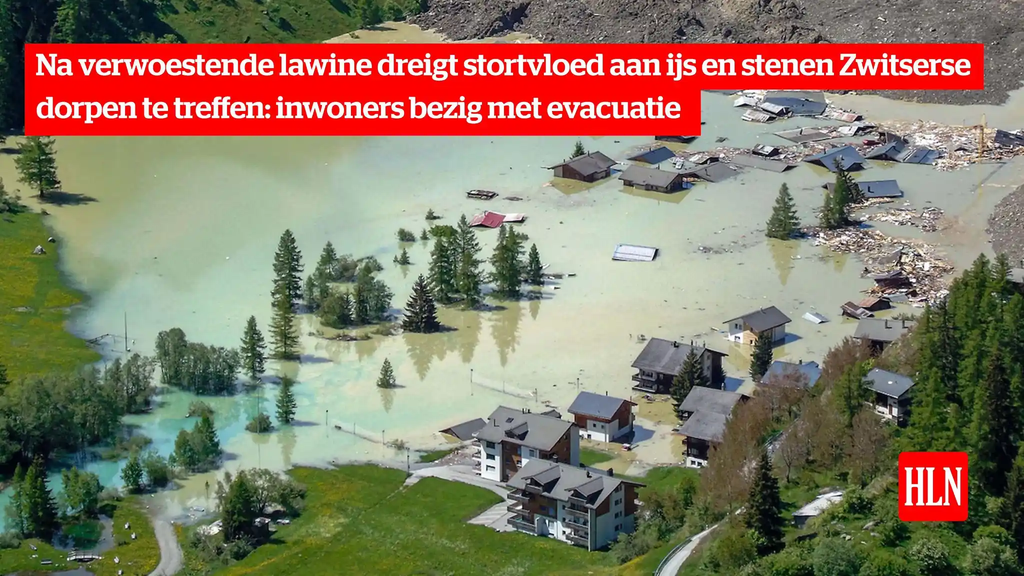 Image from HLN.be: Na de verwoesting van het Zwitserse dorp Blatten door een lawine berei...