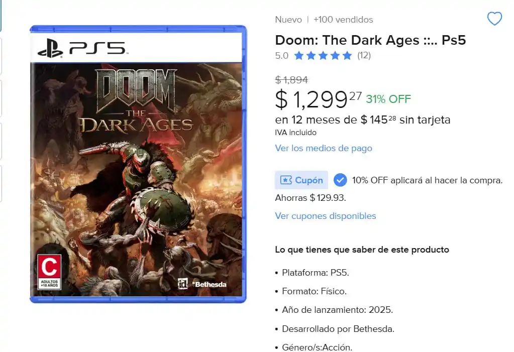 Image from Ofertones México : ¡NO TE PIERDAS DOOM: THE DARK AGES PARA PS5! 🎮🔥 MercadoLibre: Doom: ...