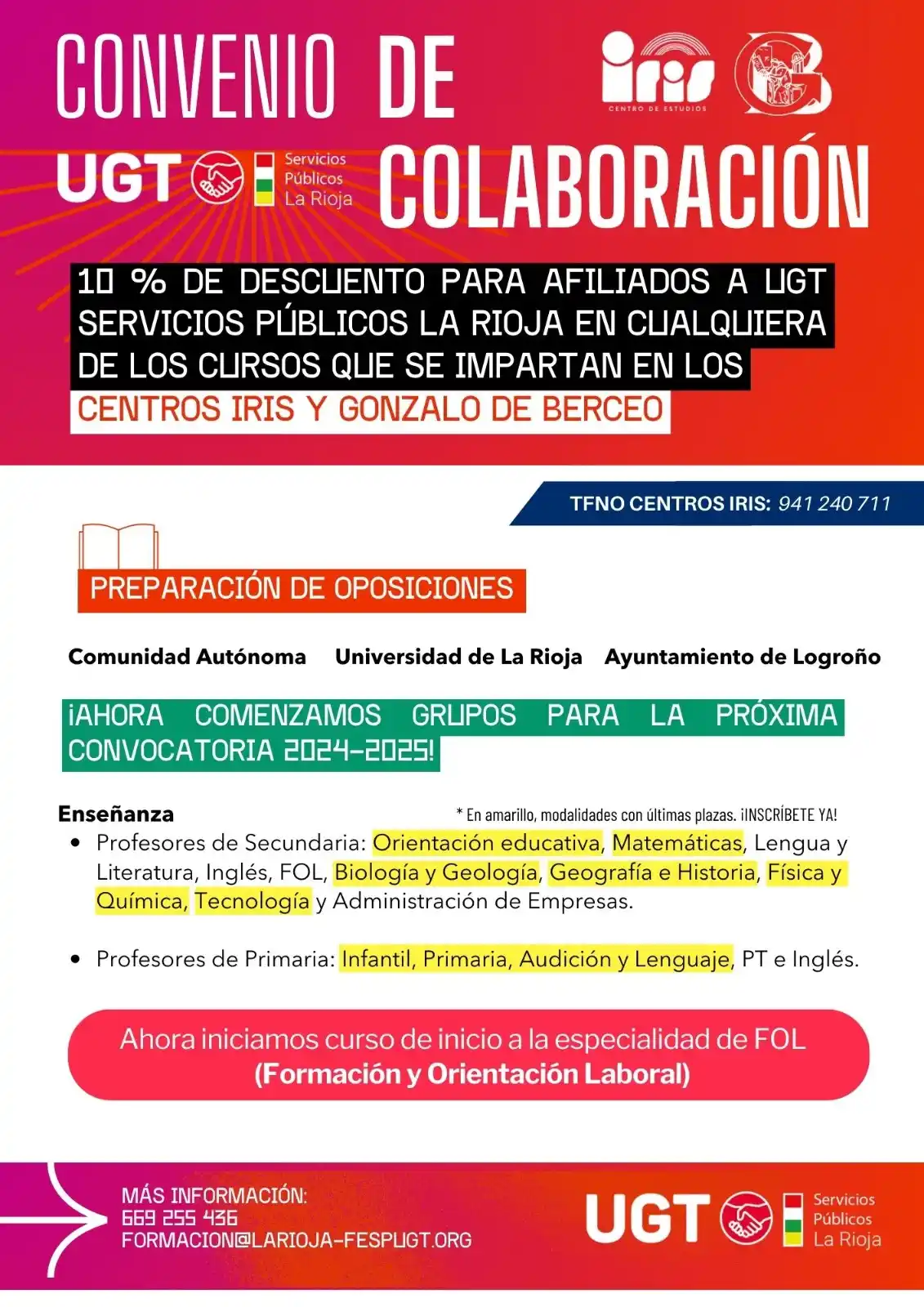Image from UGT Servicios Públicos La Rioja: ‼️ Nuevo convenio de colaboración entre UGT Servicios Públicos La Rioj...