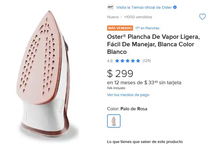 Image from Ofertones México : ¡OFERTA IMPERDIBLE! OSTER® PLANCHA DE VAPOR LIGERA ⚡️👚 MercadoLibre: ...
