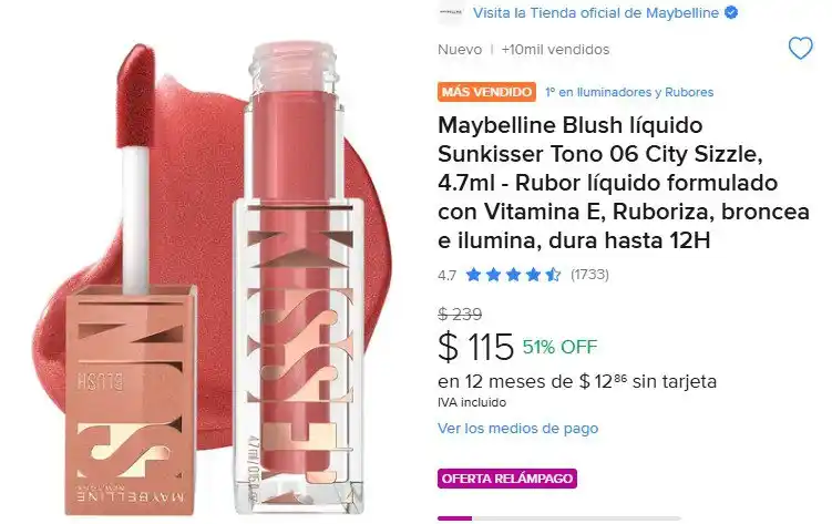 Image from Ofertones México : OFERTÓN RELÁMPAGO, RUBOR ILUMINADOR DE MAYBELLINE🔥 Maybelline Blush l...