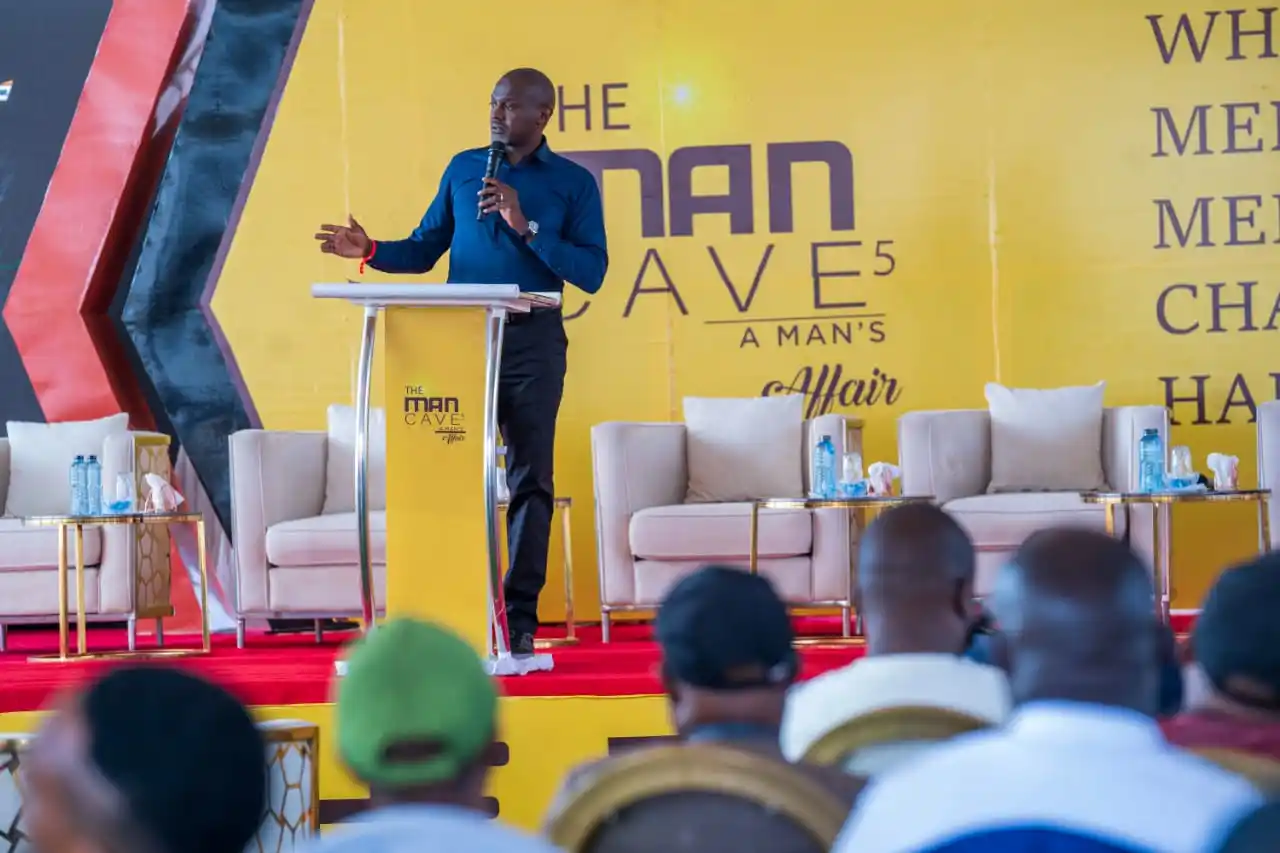 Image from Stima DT Sacco: Our CEO, Dr. Gamaliel Hassan, addressing attendees at The Man Cave Sea...