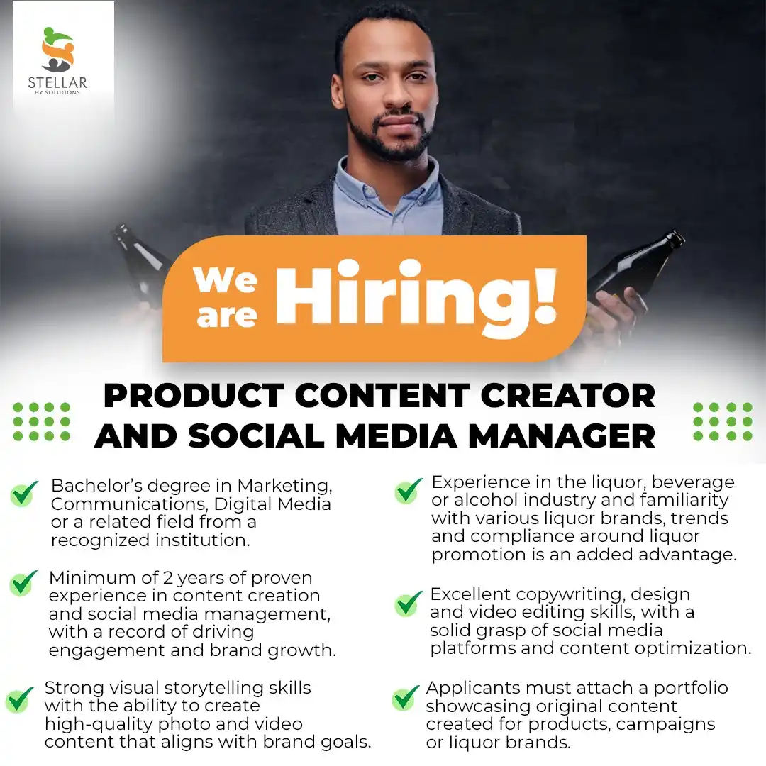 Image from Stellar HR Jobs: Our client in the e-Commerce liquor industry is seeking to recruit a P...