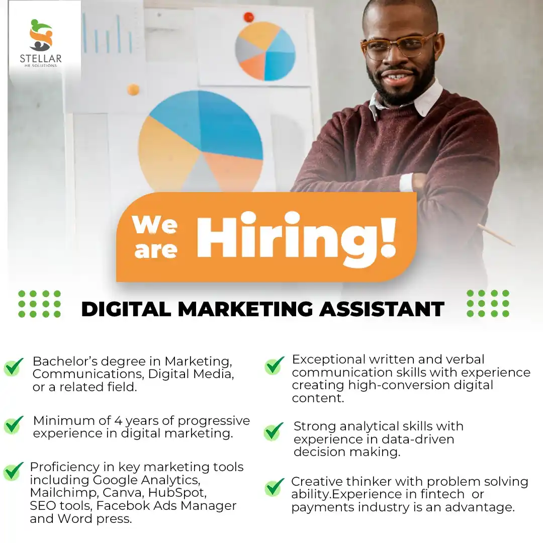 Image from Stellar HR Jobs: Our client in the Fintech industry is seeking to recruit a Digital Mar...