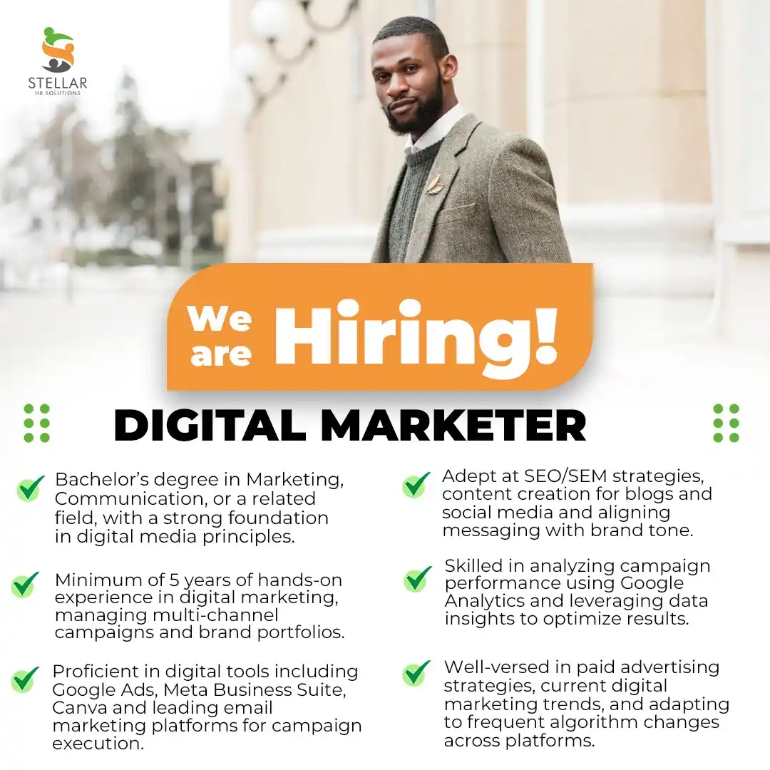 Image from Stellar HR Jobs: Our client is seeking to recruit a Digital Marketer with experience in...