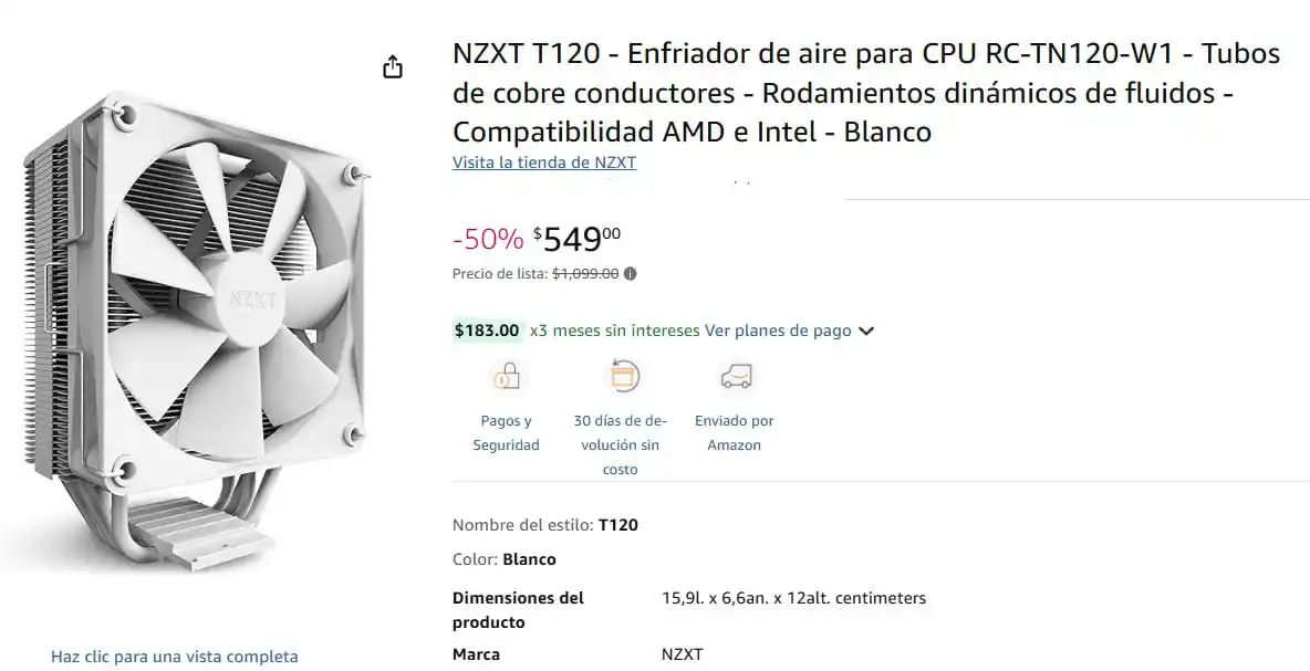 Image from Ofertones México : PRECIO MAS BAJO NZXT T120 - ENFRIADOR DE CPU 🖥❄️🛒 Amazon: NZXT T120 ...
