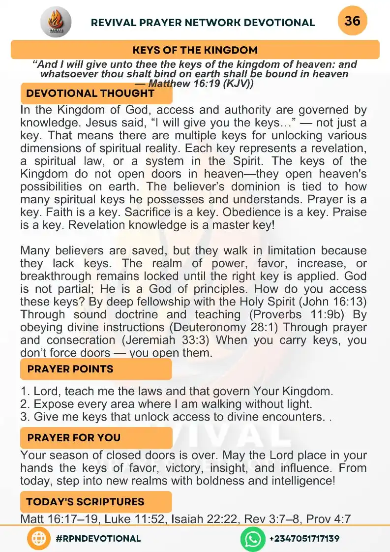 Image from Revival Prayer Network : *Revival  Prayer Network Devotional - Saturday 21st June 2025*...