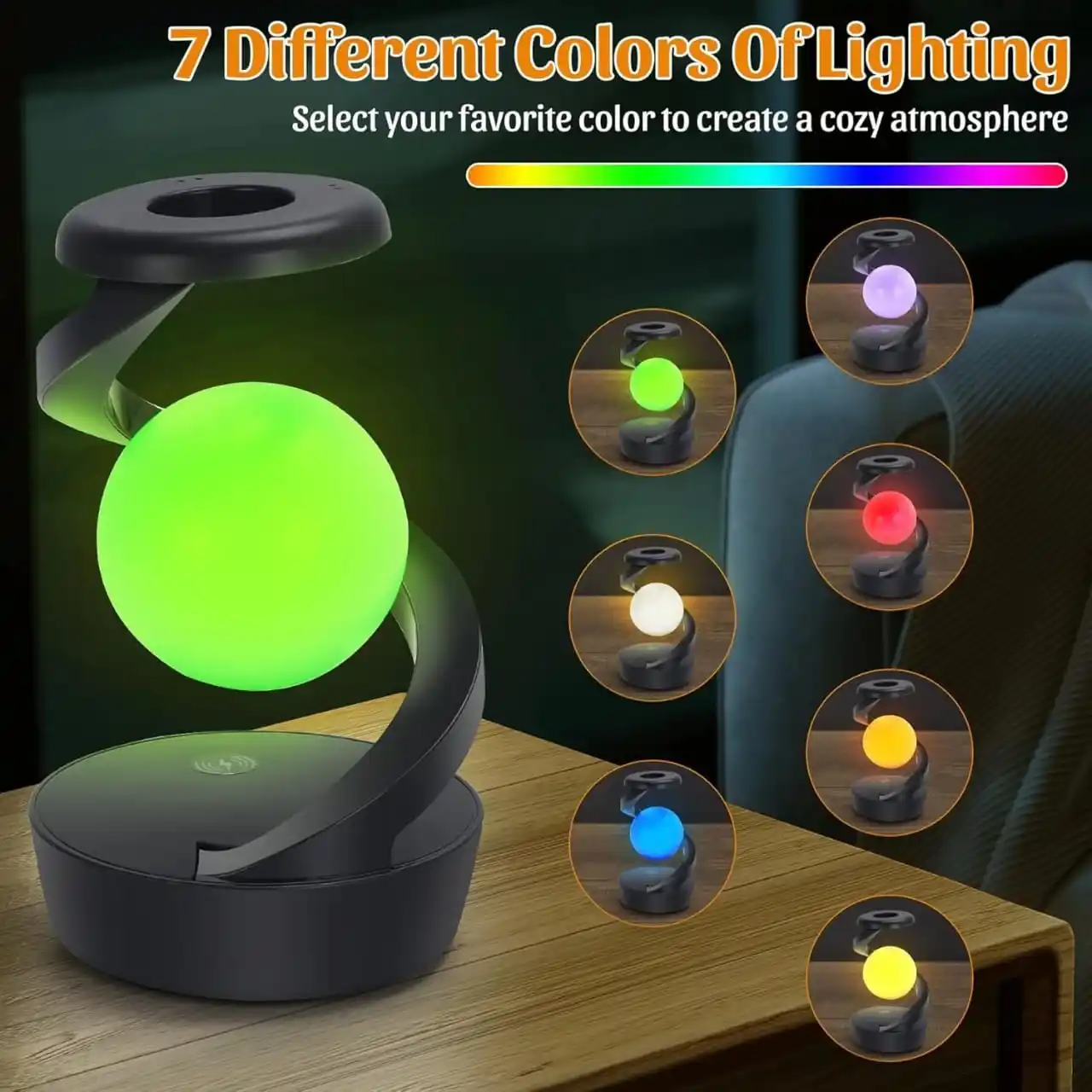 Image from VILLAGE TECH: *Rotating Suspension Lamp* 🍃Wireless Charging 🍃Hand Waving Control...