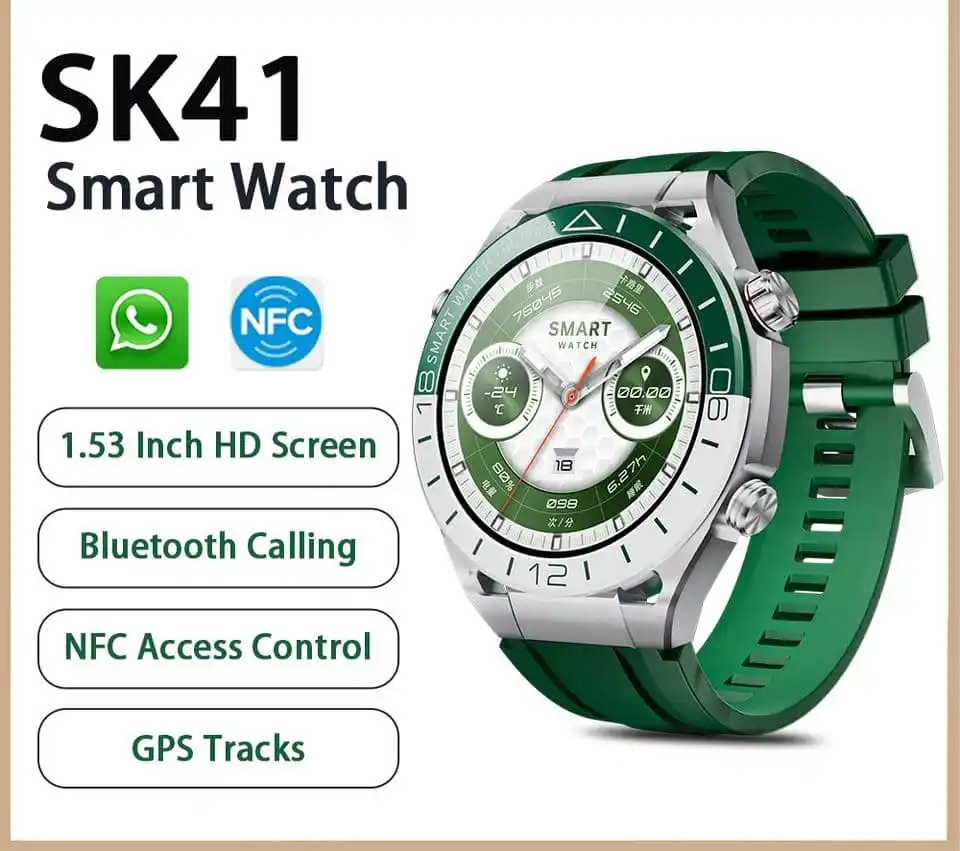 Image from VILLAGE TECH: *SK41 Watch ultimate kalobee* ☘️Display: 1.53-inch AMOLED screen ☘️C...