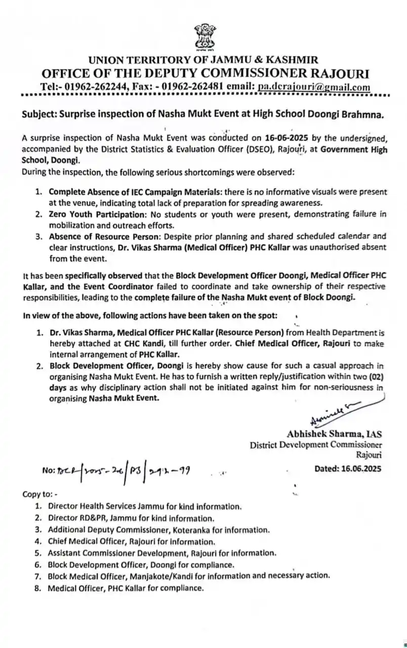 Image from Govt. Orders Only: Surprise Inspection by DDC Rajouri...