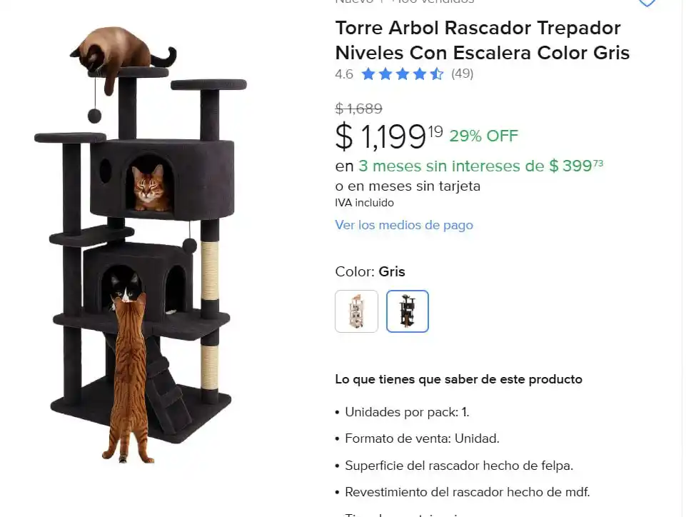 Image from Ofertones México : Torre ARBOL RASCADOR TREPADORA 🐱🌳✨ MercadoLibre: Torre Arbol Rascado...