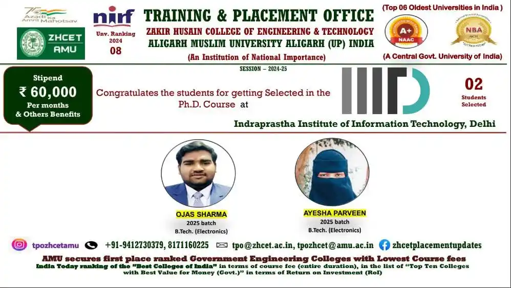 Image from AMU NEWS: Two AMU Engineering Students Selected for Ph.D. Programme at IIIT-Delh...