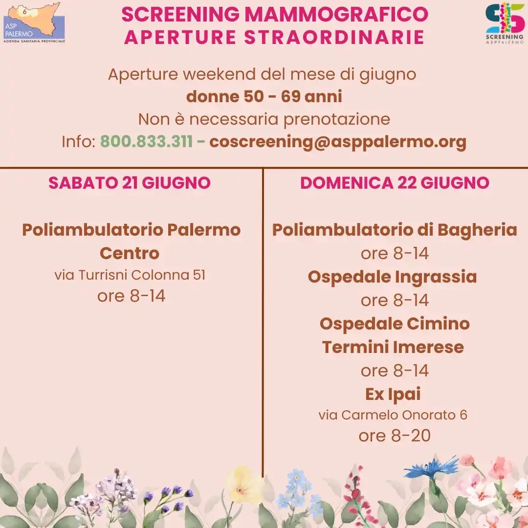 Image from Asp Palermo: UN ALTRO WEEKEND ALL’INSEGNA DELLA PREVENZIONE: L’OPEN DAY FARA’ TAPPA...