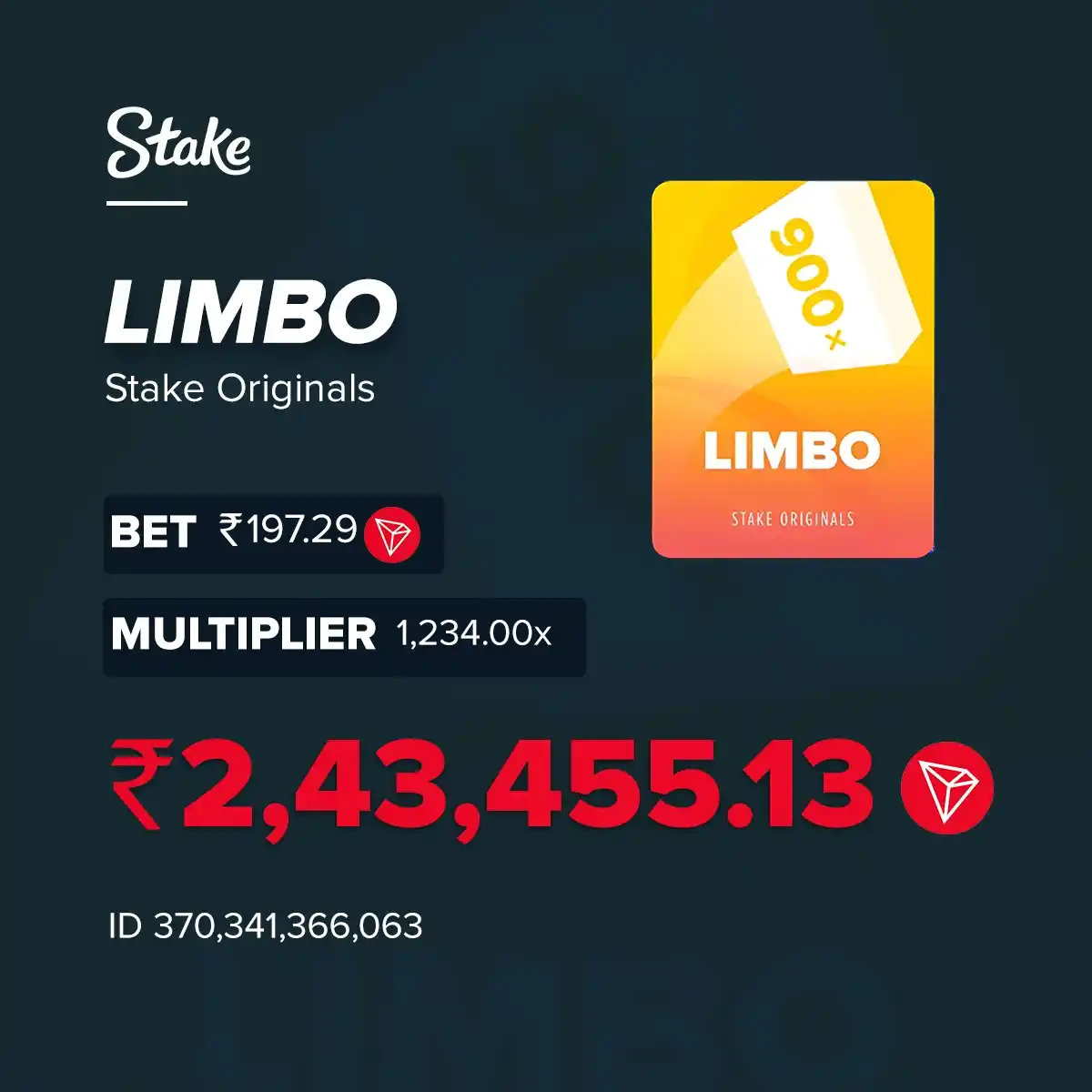 Image from Stake India Community 🇮🇳: 🚀 Unreal Multiplier Alert! From ₹197.29 to ₹2,43,455.13 with a mind-b...