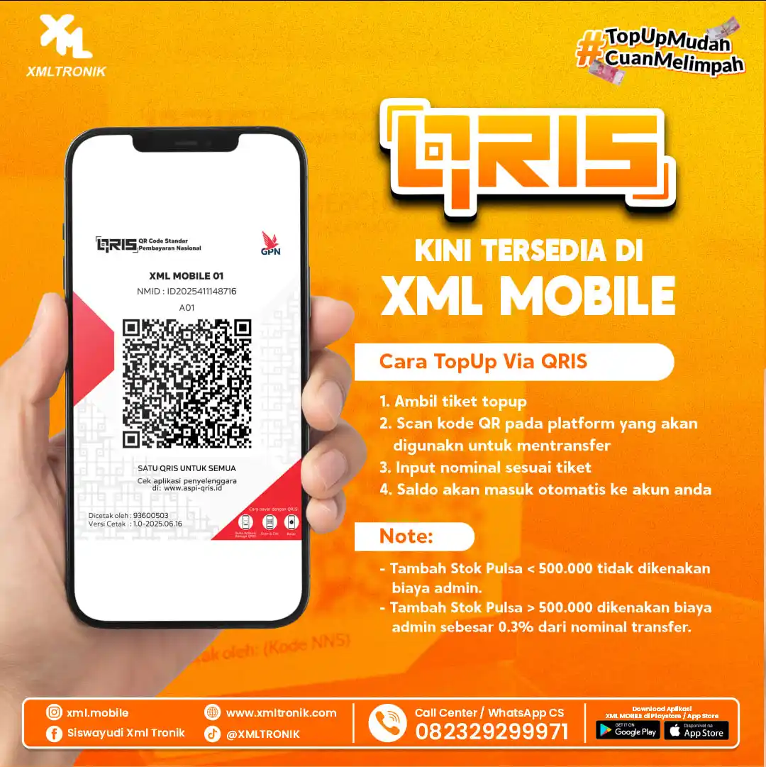 Image from INFO XMLMOBILE  OFFICIAL: UPDATE BARCODE QRIS XML MOBILE TERBARU per hari ini  Cara Isi Stok Pul...