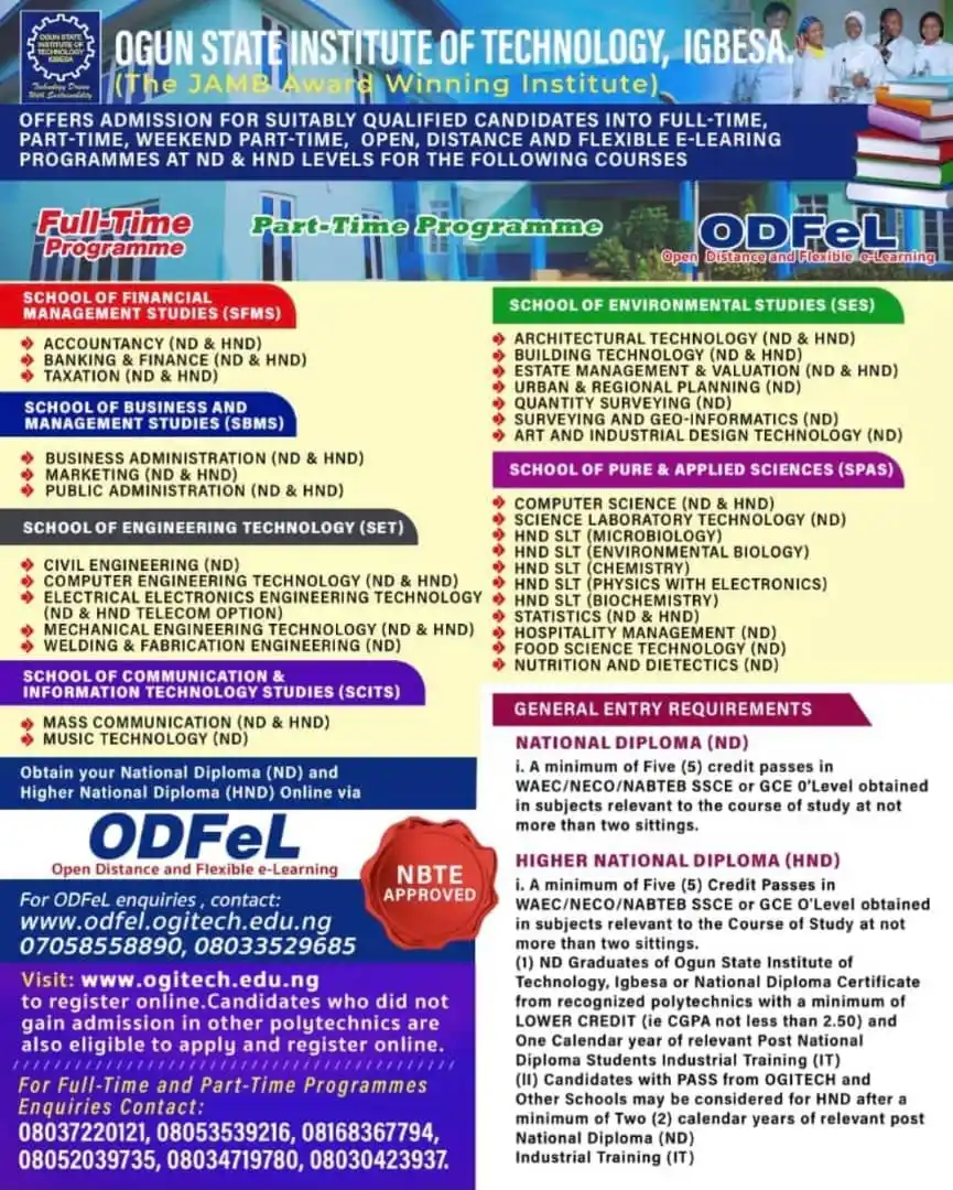 Image from SOLUTIONTEE EDUTECH ACADEMY[JAMB, WAEC ,NECO , POST-UTME, TUTORIALS , ETC..]: UPDATE 🔥  *(OGUN STATE INSTITUTE OF TECHNOLOGY) OGITECH RELEASES 2025...