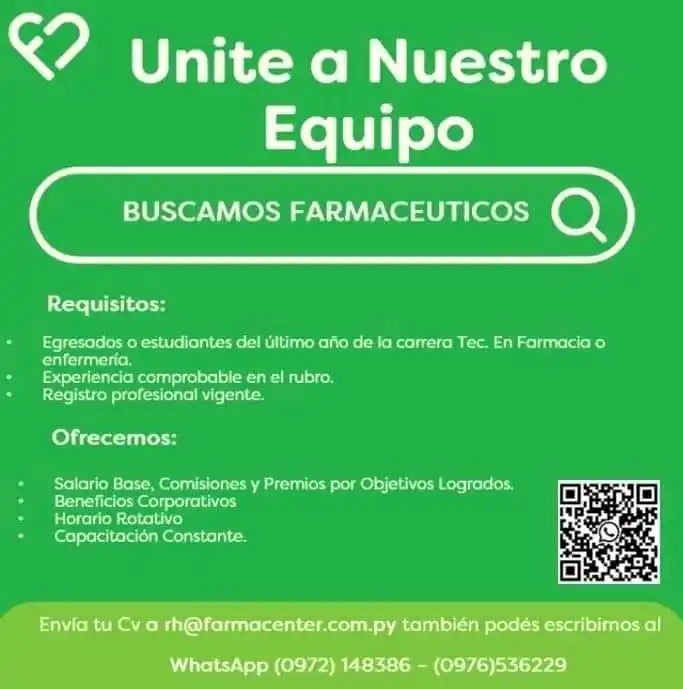 Image from Cuidadores de Personas Ley 5407/15 BOLSA DE TRABAJO @CUIDADORESPY: Vacancias zona central: 💚 Av. Trinidad  💚 Av. Mcal. López  💚 Av. Gr...
