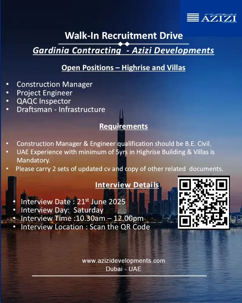 Image from UAE Jobs - Updates: *Walk In Interview In Azizi Developments | Saturday, 21st June 2025* ...