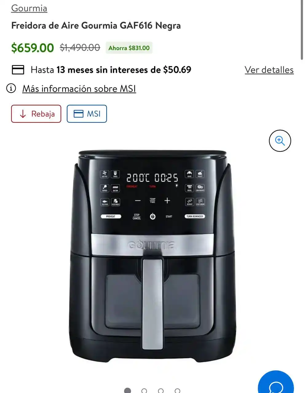 Image from Ofertones México : Walmart: Freidora de Aire Gourmia GAF616 Negra  👉Ver Oferta: https://...