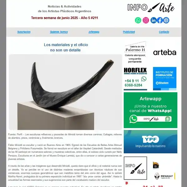 Image from 🎨 - ArteWapp by Info Arte 🇦🇷: 🎨 *Ya está disponible Info Arte # 211 – Año 5, 3 semana de junio*  Lo...