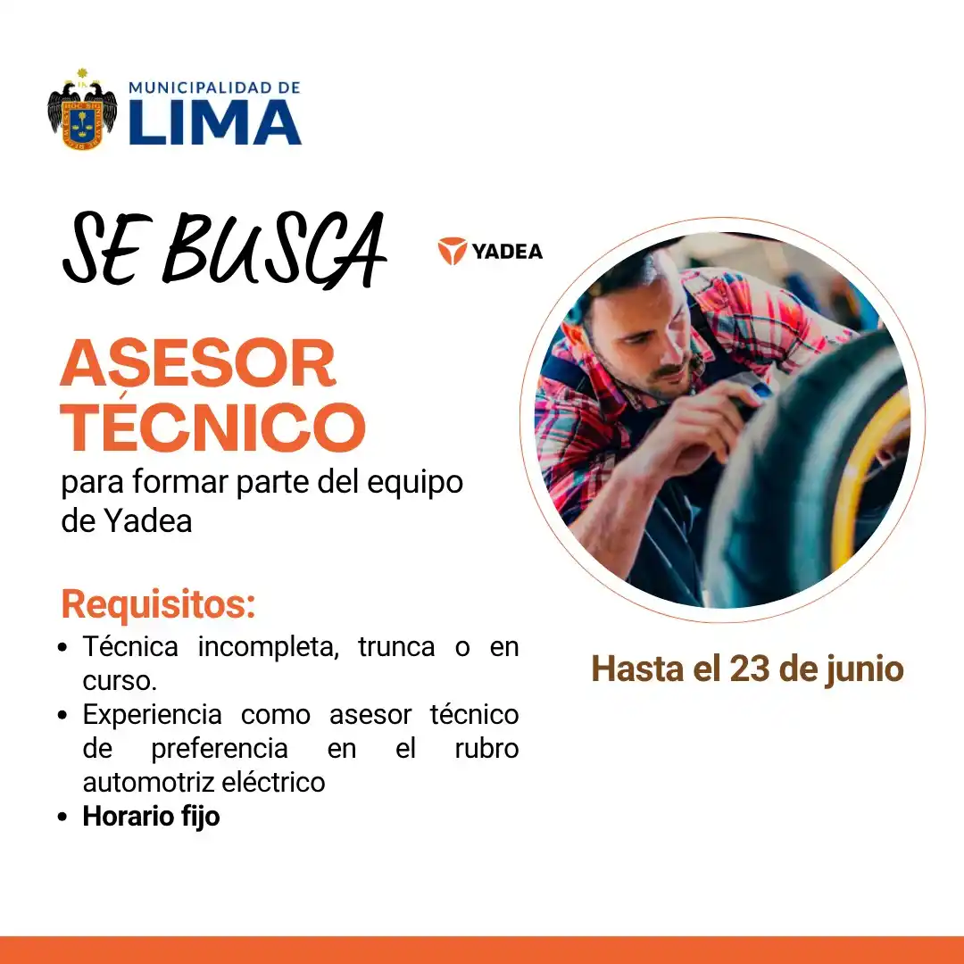 Image from Lima Emplea 💼💼: 🔋🛵 *¡YADEA BUSCA A SU NUEVO ASESOR TÉCNICO!* Si lo tuyo son las moto...