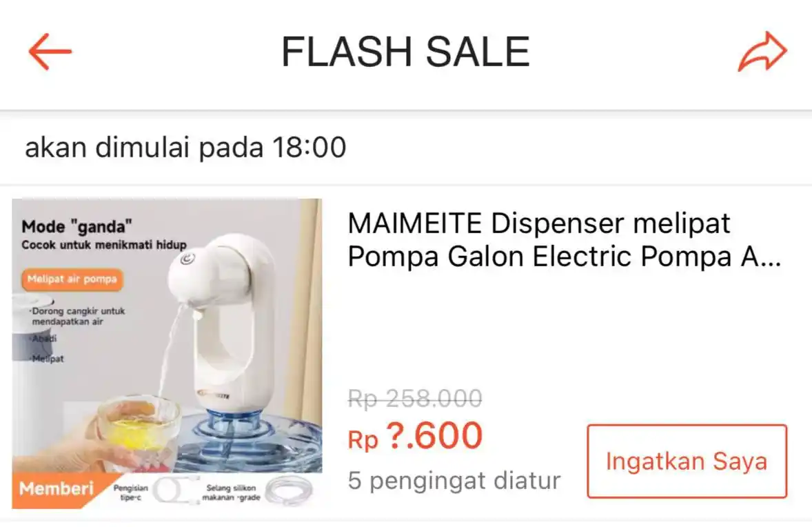 Image from PROMO BELANJA ONLINE: ⏰ 18:00 WIB  💰Rp6.600 MAIMEITE Dispenser melipat Pompa Galon Electric...